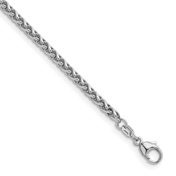 Herco Sterling Silver Rhodium-plated 3.0mm Wheat 22 Inch Chain