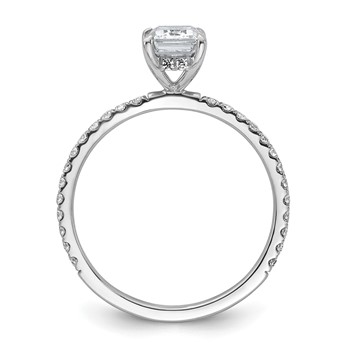 14k White Gold 1 3/8 carat Certified Lab Grown Diamond VS/SI+ G+ Emerald Complete Solitaire with Flair Engagement Ring — alternate view