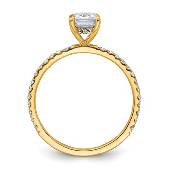 14k 1 3/8 carat Certified Lab Grown Diamond VS/SI+ G+ Emerald Complete Solitaire with Flair Engagement Ring — alternate view