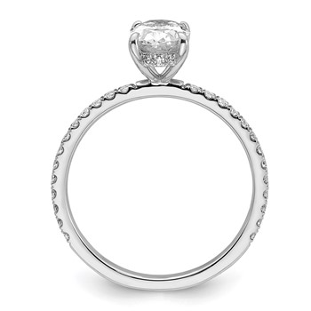 14k White Gold 1 1/3 carat Certified Lab Grown Diamond VS/SI+ G+ Oval Complete Solitaire with Flair Engagement Ring — alternate view