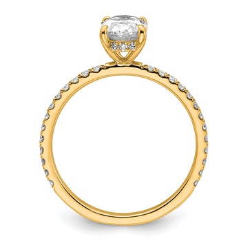 14k 1 1/3 carat Certified Lab Grown Diamond VS/SI+ G+ Oval Complete Solitaire with Flair Engagement Ring — alternate view