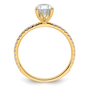 14k 1 3/8 carat Certified Lab Grown Diamond VS/SI+ G+ Pear Complete Solitaire with Flair Engagement Ring — alternate view