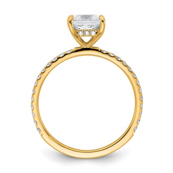 14k 1 3/8 carat Certified Lab Grown Diamond VS/SI+ G+ Princess Complete Solitaire with Flair Engagement Ring — alternate view