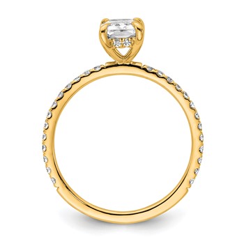 14k 1 1/3 carat Certified Lab Grown Diamond VS/SI+ G+ Radiant Complete Solitaire with Flair Engagement Ring — alternate view