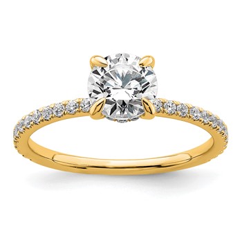 14k 1 1/3 carat Certified Lab Grown Diamond VS/SI+ G+ Round Complete Solitaire with Flair Engagement Ring