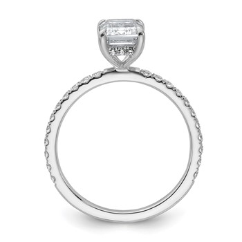 14k White Gold 2 carat Certified Lab Grown Diamond VS/SI+ G+ Emerald Complete Solitaire with Flair Engagement Ring — alternate view