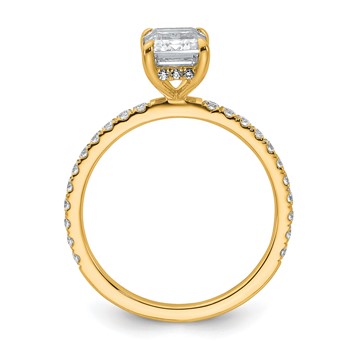 14k 2 carat Certified Lab Grown Diamond VS/SI+ G+ Emerald Complete Solitaire with Flair Engagement Ring — alternate view