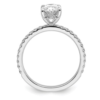 14k White Gold 1 7/8 carat Certified Lab Grown Diamond VS/SI+ G+ Oval Complete Solitaire with Flair Engagement Ring — alternate view