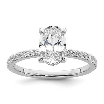 14k White Gold 1 7/8 carat Certified Lab Grown Diamond VS/SI+ G+ Oval Complete Solitaire with Flair Engagement Ring