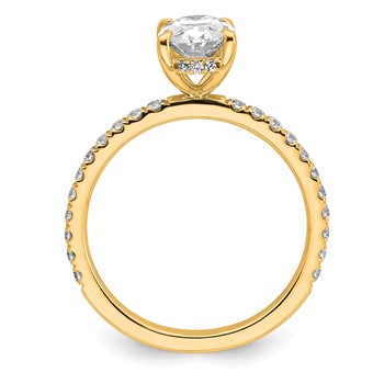 14k 1 7/8 carat Certified Lab Grown Diamond VS/SI+ G+ Oval Complete Solitaire with Flair Engagement Ring — alternate view