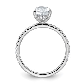 14k White Gold 2 carat Certified Lab Grown Diamond VS/SI+ G+ Pear Complete Solitaire with Flair Engagement Ring — alternate view