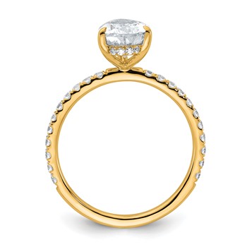 14k 2 carat Certified Lab Grown Diamond VS/SI+ G+ Pear Complete Solitaire with Flair Engagement Ring — alternate view