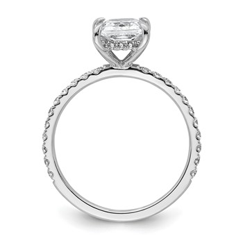 14k White Gold 2 carat Certified Lab Grown Diamond VS/SI+ G+ Princess Complete Solitaire with Flair Engagement Ring — alternate view