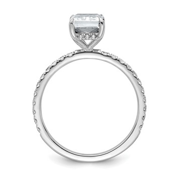 14k White Gold 2 carat Certified Lab Grown Diamond VS/SI+ G+ Radiant Complete Solitaire with Flair Engagement Ring — alternate view