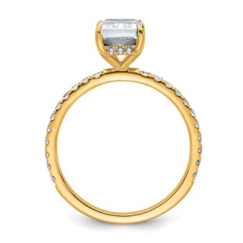 14k 2 carat Certified Lab Grown Diamond VS/SI+ G+ Radiant Complete Solitaire with Flair Engagement Ring — alternate view