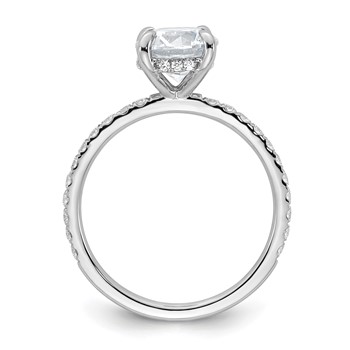 14k White Gold 2 carat Certified Lab Grown Diamond VS/SI+ G+ Round Complete Solitaire with Flair Engagement Ring — alternate view