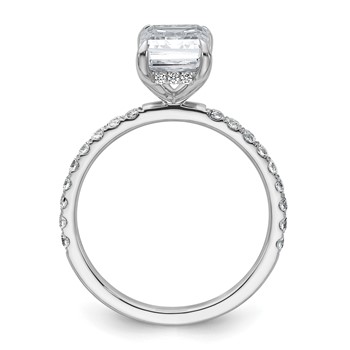 14k White Gold 2 3/8 carat Certified Lab Grown Diamond VS/SI+ G+ Emerald Complete Solitaire with Flair Engagement Ring — alternate view