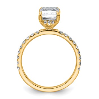 14k 2 3/8 carat Certified Lab Grown Diamond VS/SI+ G+ Emerald Complete Solitaire with Flair Engagement Ring — alternate view