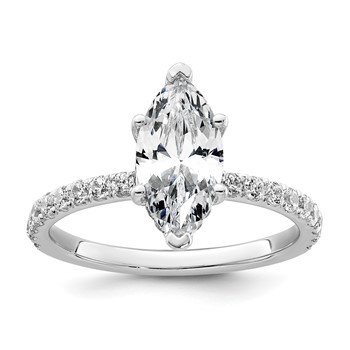 14k White Gold 2 5/8 carat Certified Lab Grown Diamond VS/SI+ G+ Marquise Complete Solitaire with Flair Engagement Ring
