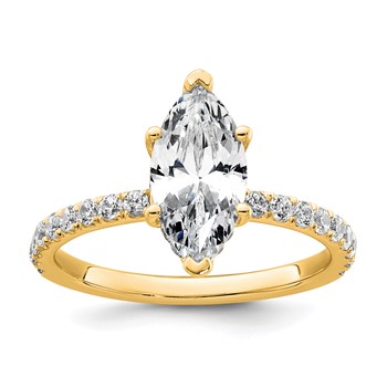 14k 2 5/8 carat Certified Lab Grown Diamond VS/SI+ G+ Marquise Complete Solitaire with Flair Engagement Ring