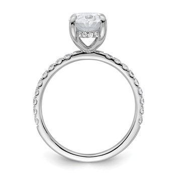 14k White Gold 2 5/8 carat Certified Lab Grown Diamond VS/SI+ G+ Oval Complete Solitaire with Flair Engagement Ring — alternate view