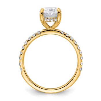 14k 2 5/8 carat Certified Lab Grown Diamond VS/SI+ G+ Oval Complete Solitaire with Flair Engagement Ring — alternate view