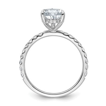 14k White Gold 2 5/8 carat Certified Lab Grown Diamond VS/SI+ G+ Pear Complete Solitaire with Flair Engagement Ring — alternate view