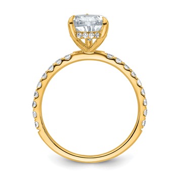 14k 2 5/8 carat Certified Lab Grown Diamond VS/SI+ G+ Pear Complete Solitaire with Flair Engagement Ring — alternate view