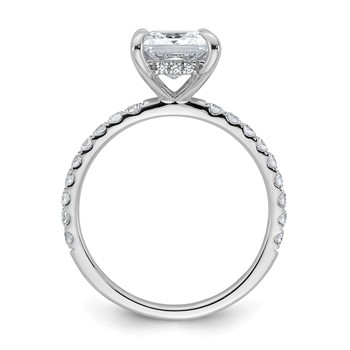 14k White Gold 2 1/2 carat Certified Lab Grown Diamond VS/SI+ G+ Princess Complete Solitaire with Flair Engagement Ring — alternate view