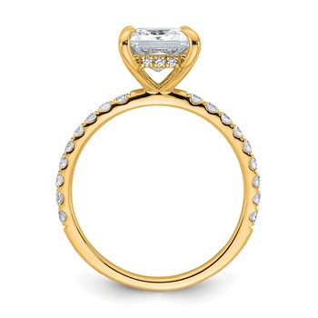 14k 2 1/2 carat Certified Lab Grown Diamond VS/SI+ G+ Princess Complete Solitaire with Flair Engagement Ring — alternate view