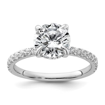 14k White Gold 2 3/8 carat Certified Lab Grown Diamond VS/SI+ G+ Round Complete Solitaire with Flair Engagement Ring