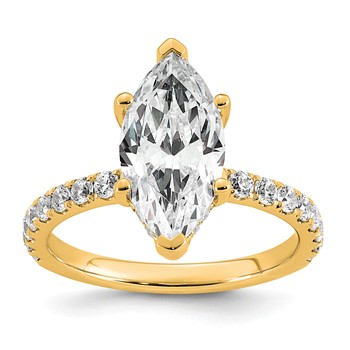 14k 3 1/2 carat Certified Lab Grown Diamond VS/SI+ G+ Marquise Complete Solitaire with Flair Engagement Ring