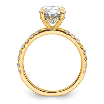 14k 3 1/2 carat Certified Lab Grown Diamond VS+ F+ Oval Complete Solitaire with Flair Engagement Ring — alternate view