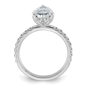 14k White Gold 3 1/2 carat Certified Lab Grown Diamond VS/SI+ G+ Pear Complete Solitaire with Flair Engagement Ring — alternate view