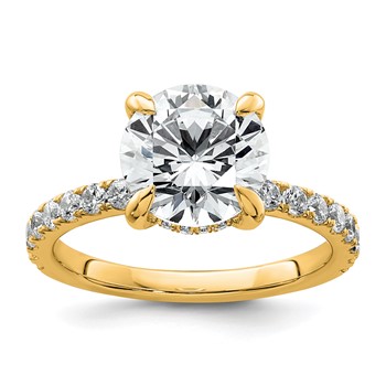14k 3 1/2 carat Certified Lab Grown Diamond VS/SI+ G+ Round Complete Solitaire with Flair Engagement Ring