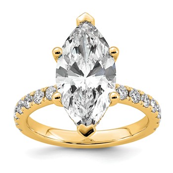 14k 4 5/8 carat Certified Lab Grown Diamond VS/SI+ G+ Marquise Complete Solitaire with Flair Engagement Ring