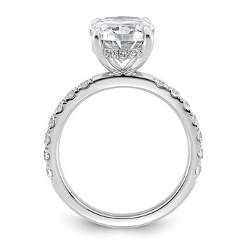 14k White Gold 4 5/8 carat Certified Lab Grown Diamond VS+ F+ Oval Complete Solitaire with Flair Engagement Ring — alternate view