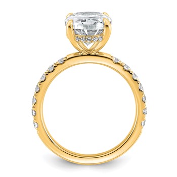 14k 4 5/8 carat Certified Lab Grown Diamond VS+ F+ Oval Complete Solitaire with Flair Engagement Ring — alternate view