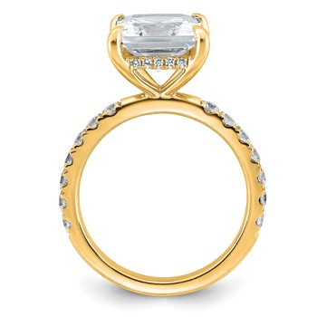 14k 4 3/8 carat Certified Lab Grown Diamond VS+ F+ Princess Complete Solitaire with Flair Engagement Ring — alternate view