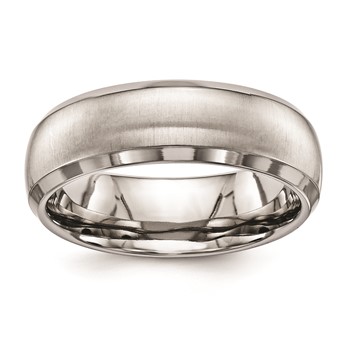 Titanium Pol & Satin 7mm Domed Ring