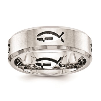 Titanium Fish Cross 7mm Ring