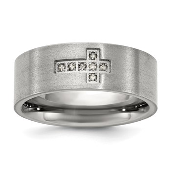 Titanium Diamond Cross Ring