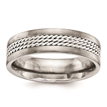 Titanium 8mm Ring with Sterling Silver cables