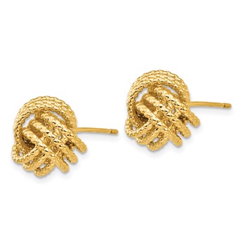 14k 12mm Polished and Twisted Love Knot Post Earrings — alternate view