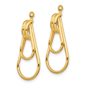 14k Polished Double Teardrop Doorknocker Earring Jackets — alternate view