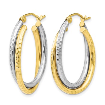 Leslie's 10K Two-tone Textured Hinged Hoop Earrings — alternate view