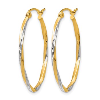 Leslie's 10K w/Rhodium Oval Hinged Hoop Earrings — alternate view