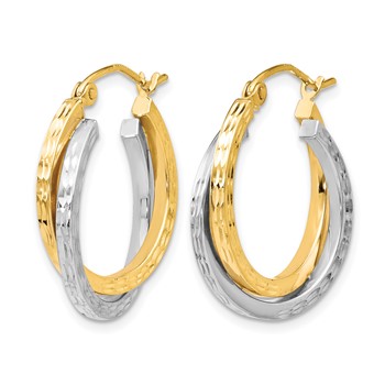Leslie's 10K Two-tone Textured Hinged Hoop Earrings — alternate view