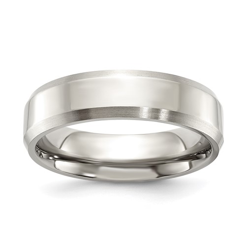 Titanium Polished w/Brushed and Beveled Edge 6mm Band