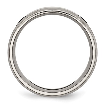 Chisel Titanium Brushed and Polished Masonic Laser Design 8mm Beveled Edge Band — alternate view